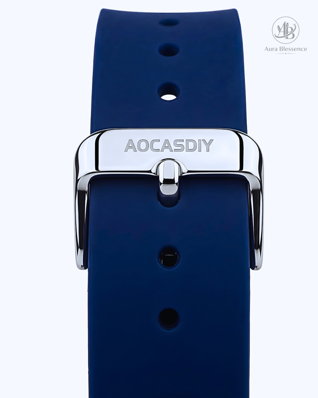 AOCASDIY Luxury "Rainbow Edition" Quartz Watch – Baguette-Cut Gemstone Bezel & Deep Navy Wave Dial