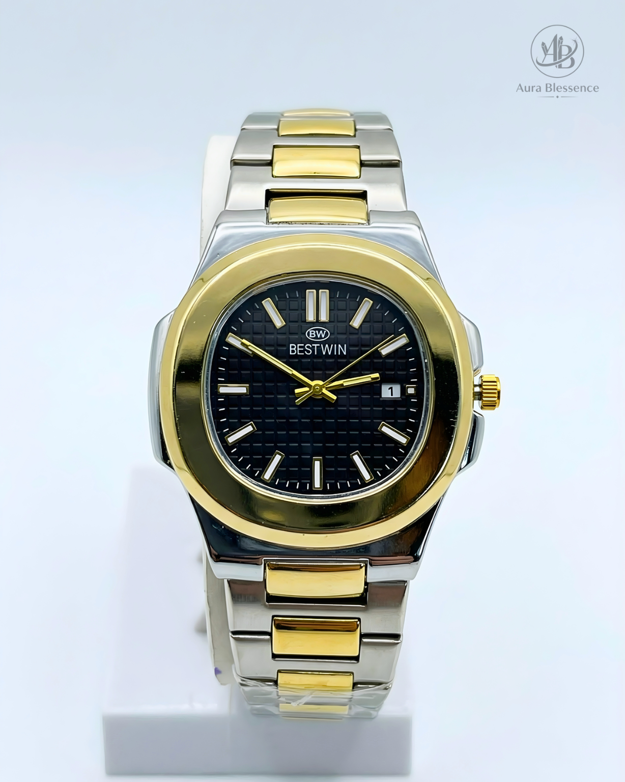 Best Win Two-Tone Luxury Watch – 18K Gold & Silver Steel with Double-Lock Clasp