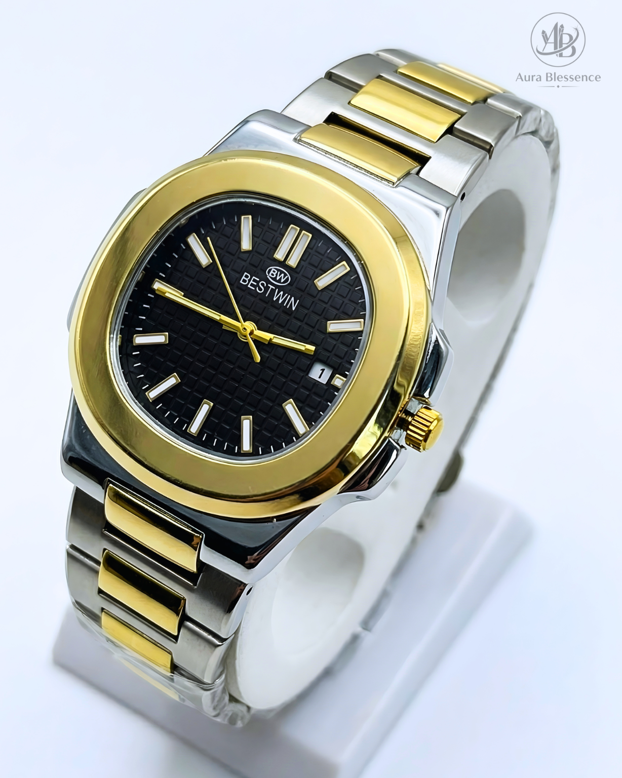 Best Win Two-Tone Luxury Watch – 18K Gold & Silver Steel with Double-Lock Clasp