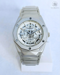 Luxury Hublot Style Silver Skeleton Watch – Heavy Weight Stainless Steel with Butterfly Lock