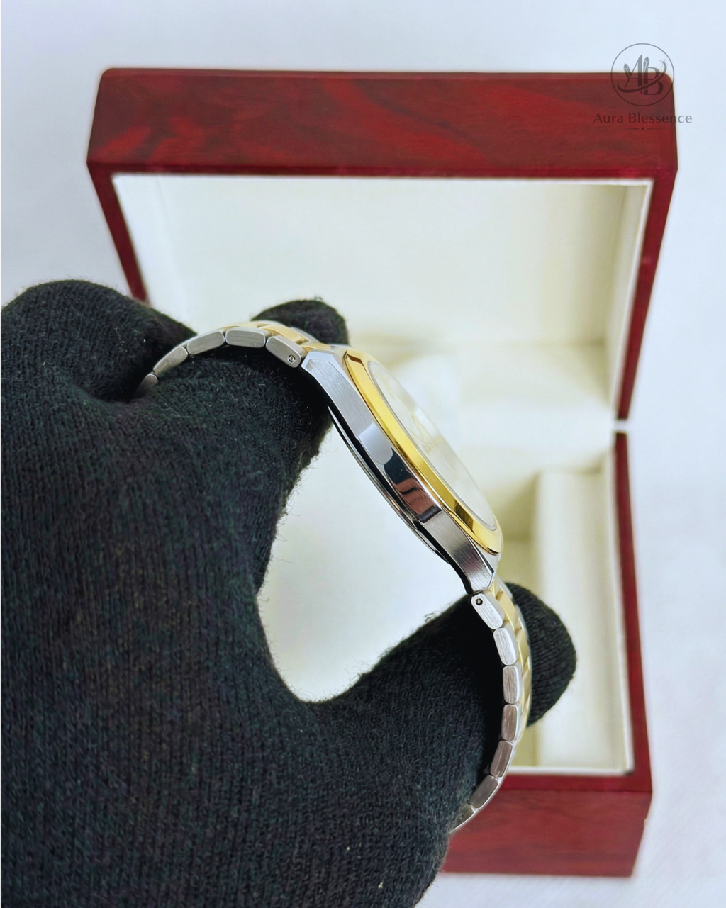 Ultra-Slim Two-Tone Silver & Gold Luxury Watch – Smart 8mm Thin Profile – Premium Men’s Fashion Timepiece