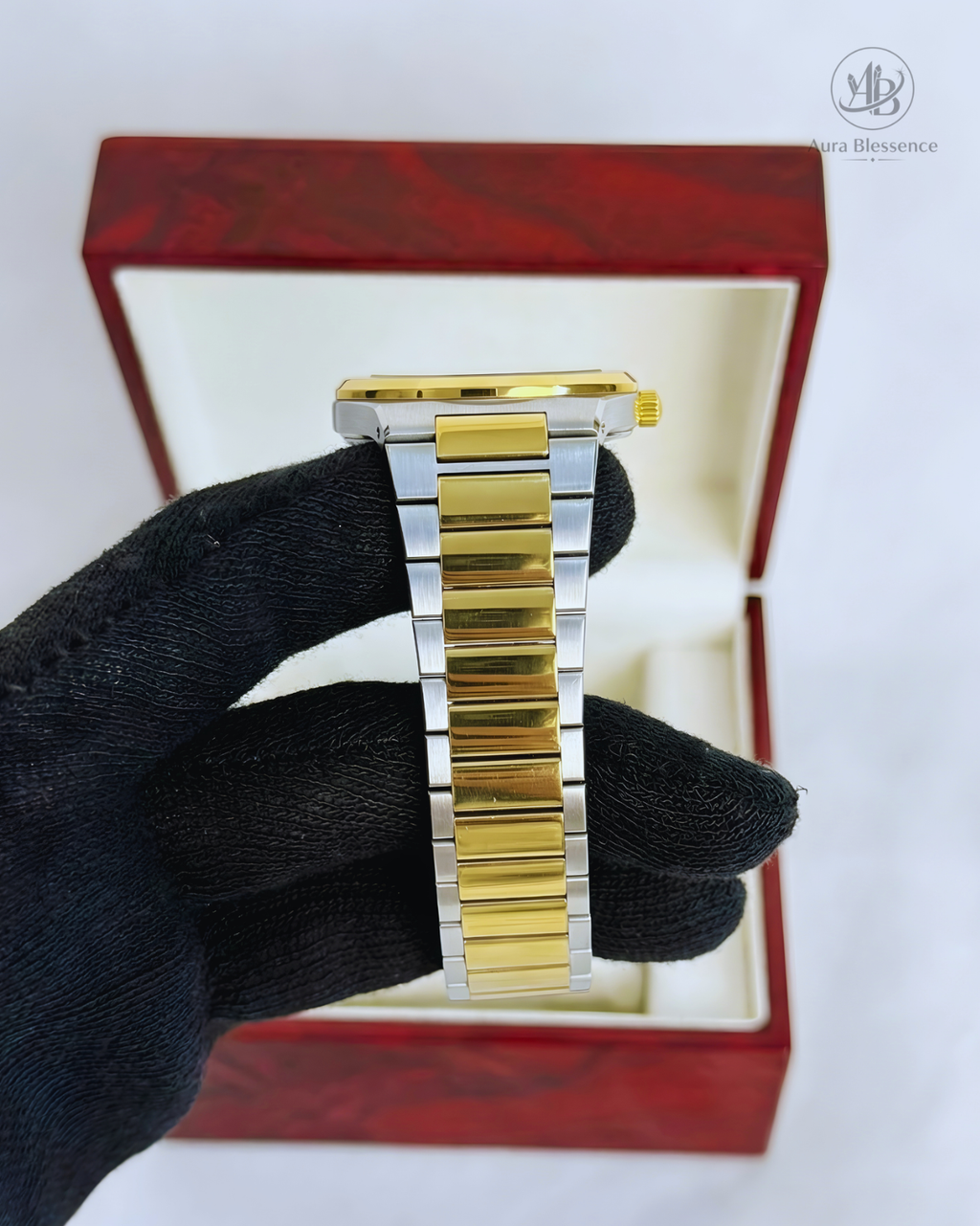Ultra-Slim Two-Tone Silver & Gold Luxury Watch – Smart 8mm Thin Profile – Premium Men’s Fashion Timepiece