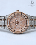 Moonston Luxury Rose Gold Diamond Style Women Watch with Butterfly Master Lock