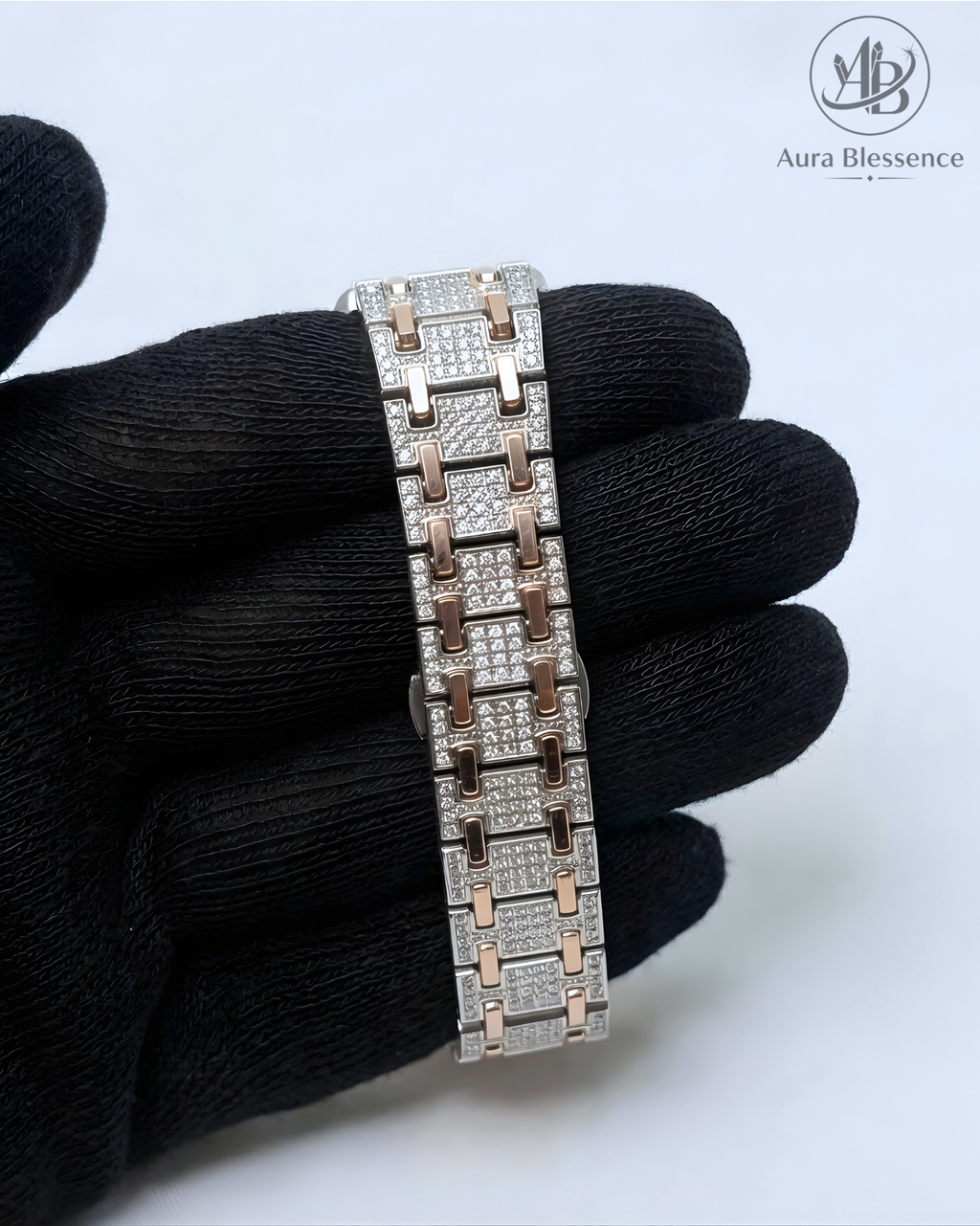 Moonston Luxury Rose Gold Diamond Style Women Watch with Butterfly Master Lock