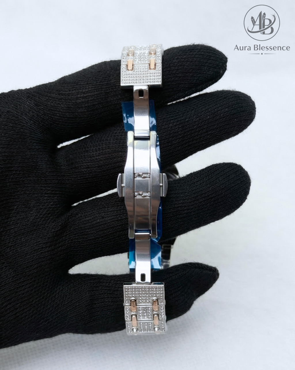 Moonston Luxury Rose Gold Diamond Style Women Watch with Butterfly Master Lock