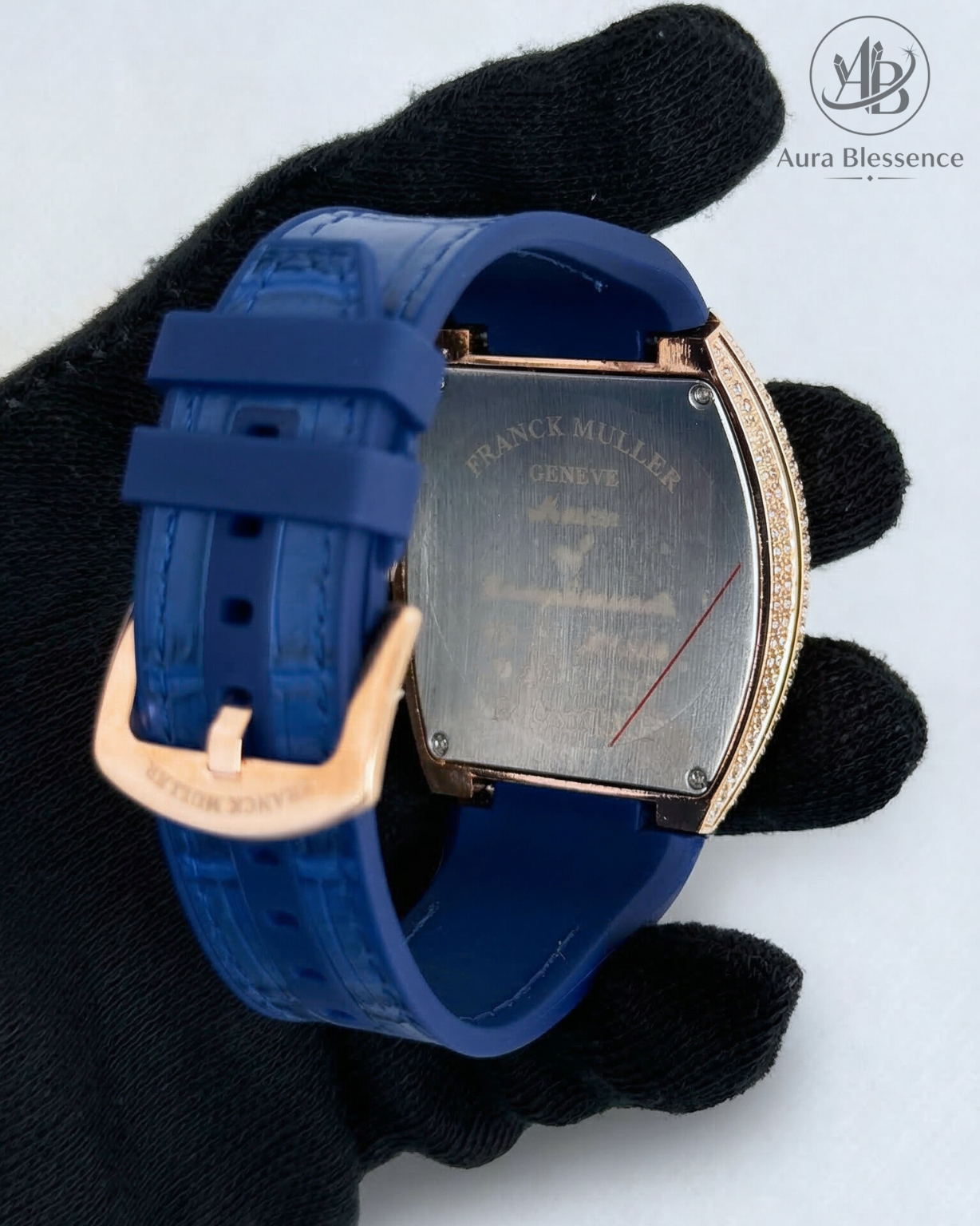 Luxury Diamond Style Watch – Blue Strap, Elegant Design