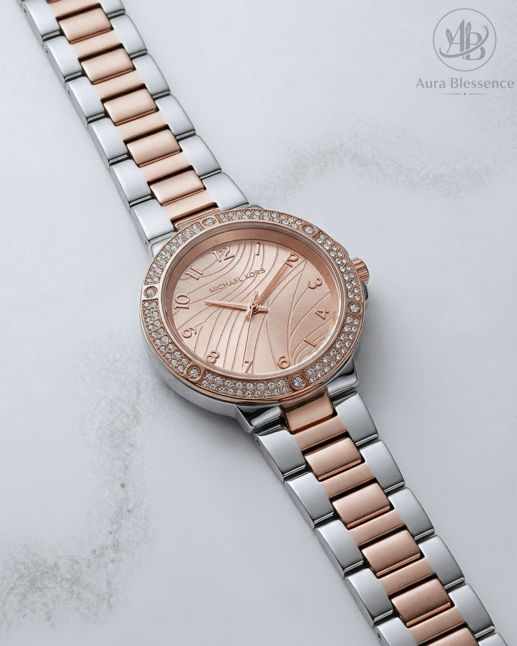 Luxury Dual Tone Crystal Women’s Watch – Rose Gold Elegant Bracelet Watch