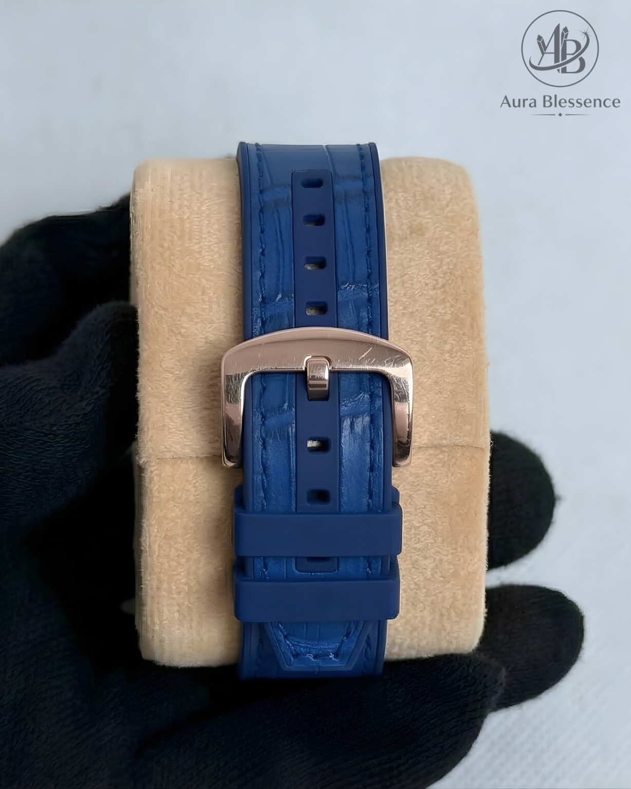 Luxury Diamond Style Watch – Blue Strap, Elegant Design