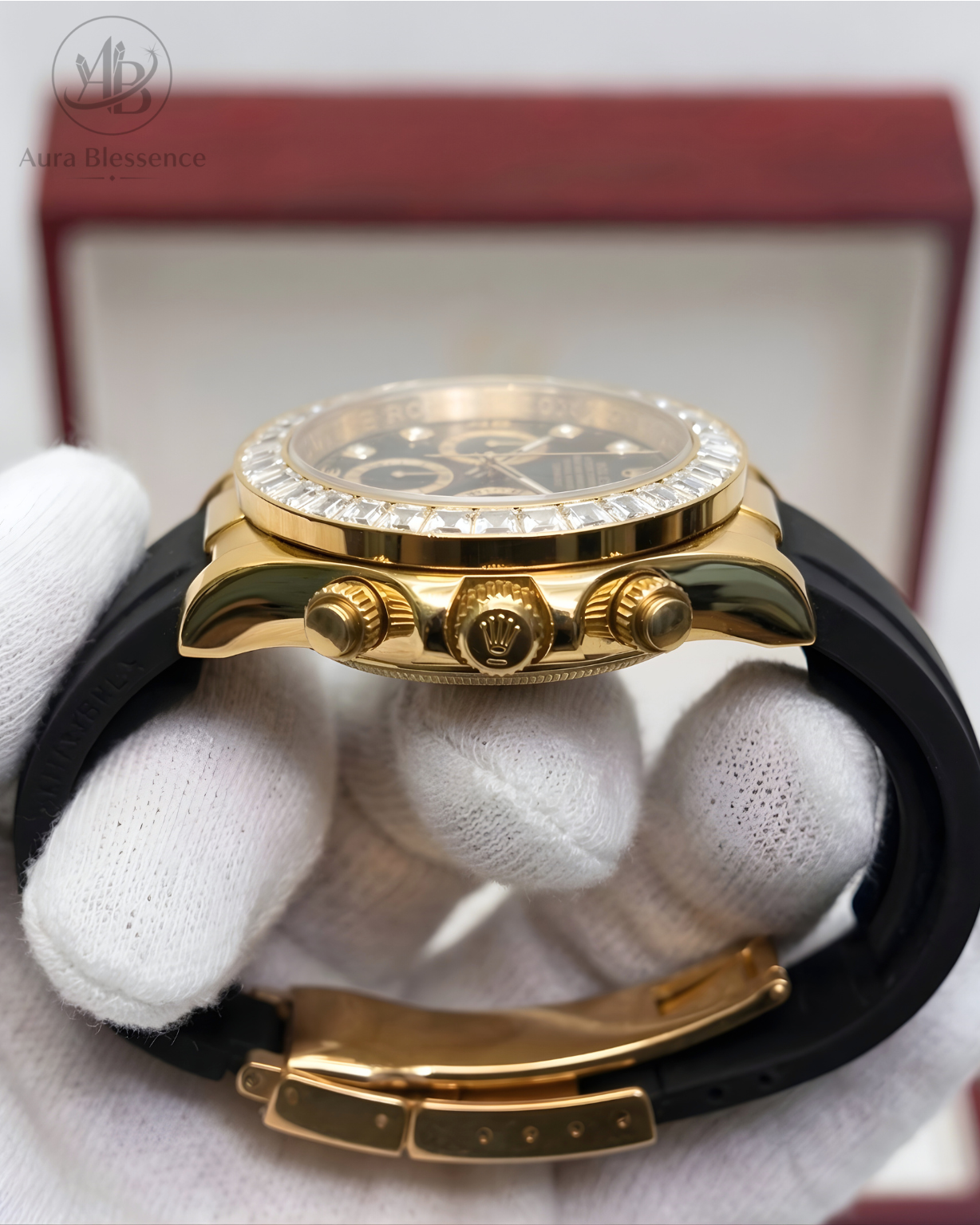 Luxury Gold Chronograph Watch – Black Strap