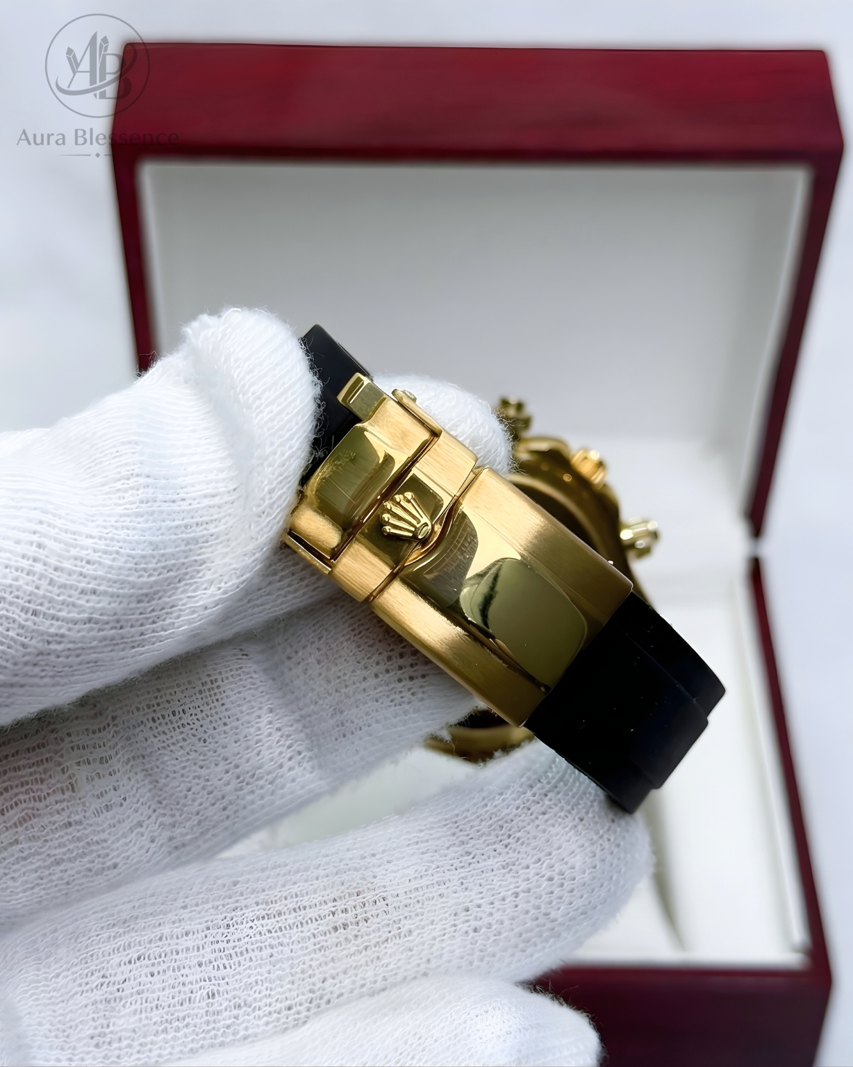 Luxury Gold Chronograph Watch – Black Strap