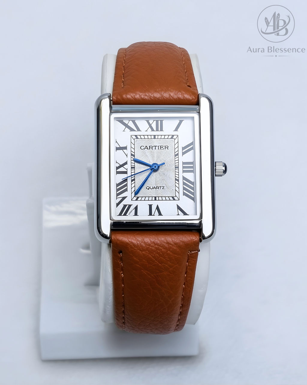 Classic Rectangular Quartz Watch – Brown Leather Strap
