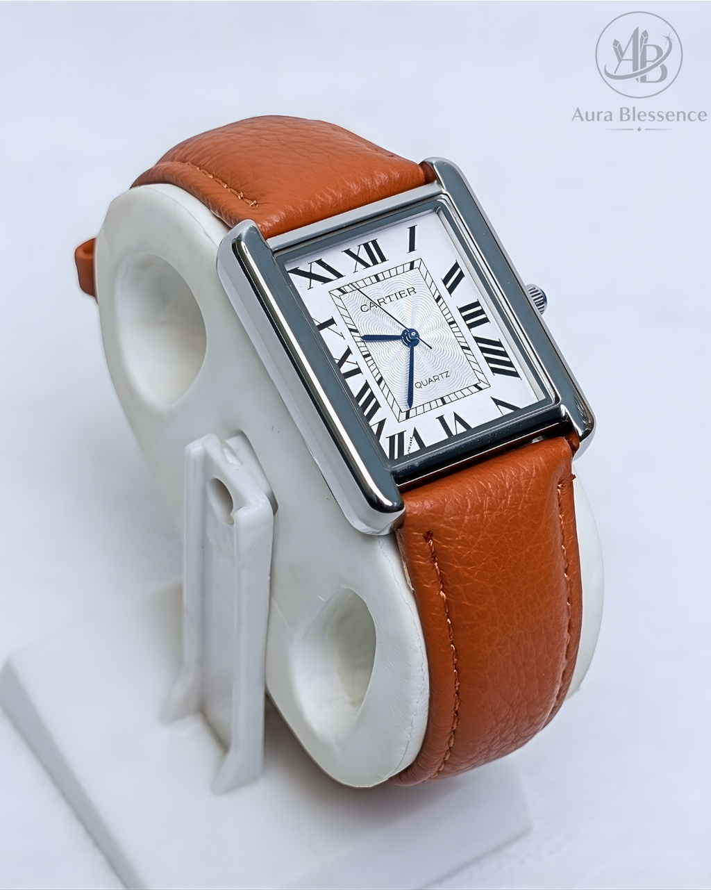 Classic Rectangular Quartz Watch – Brown Leather Strap
