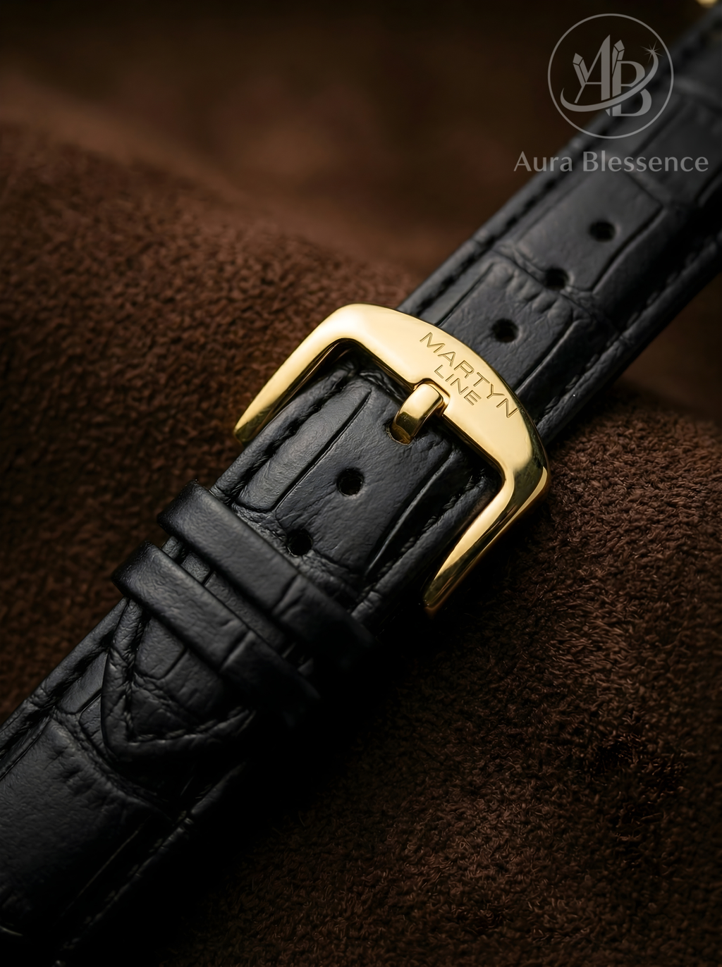 Luxury Mechanical Gold Skeleton Watch with Genuine Alligator Leather & Premium Wood Box