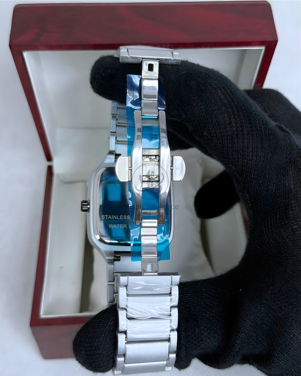 Classic Silver Quartz Watch – Stainless Steel Chain (Rado Style)