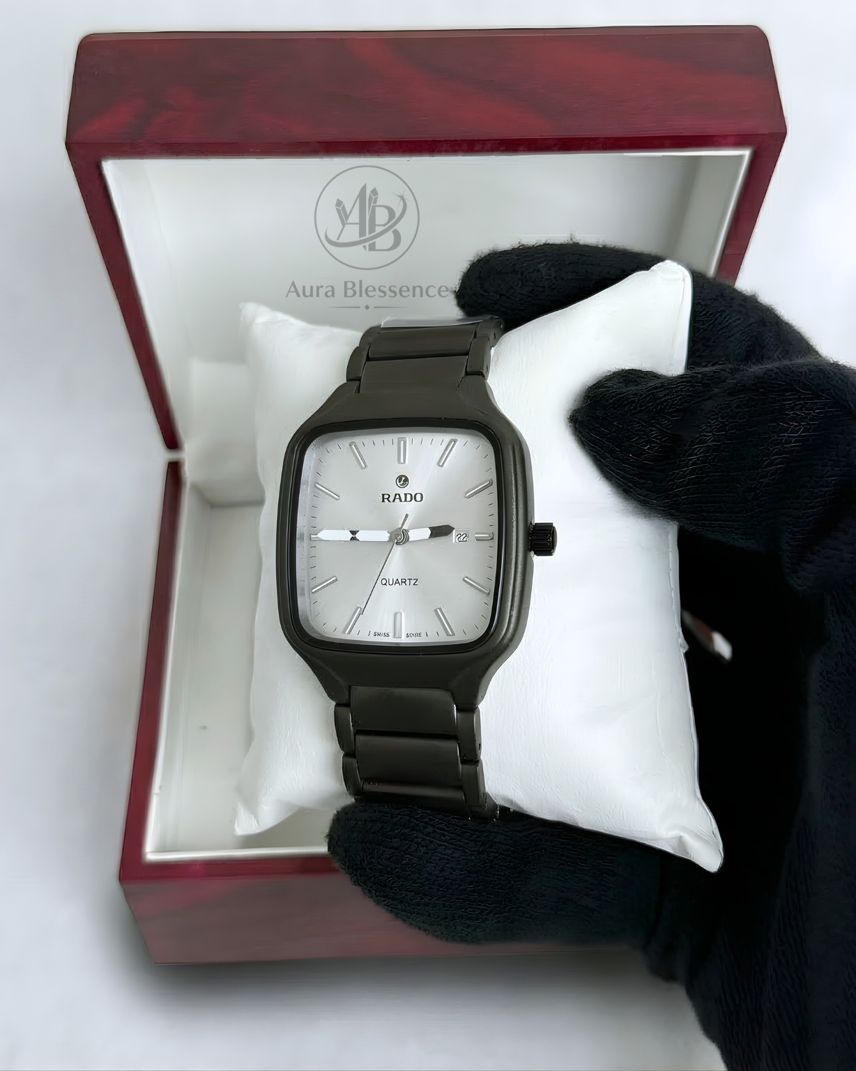 Classic Black Quartz Watch – Stainless Steel Chain | Rado Style